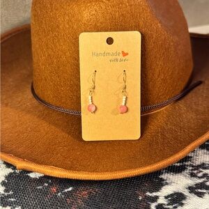 Handmade Pink and Gold Earrings